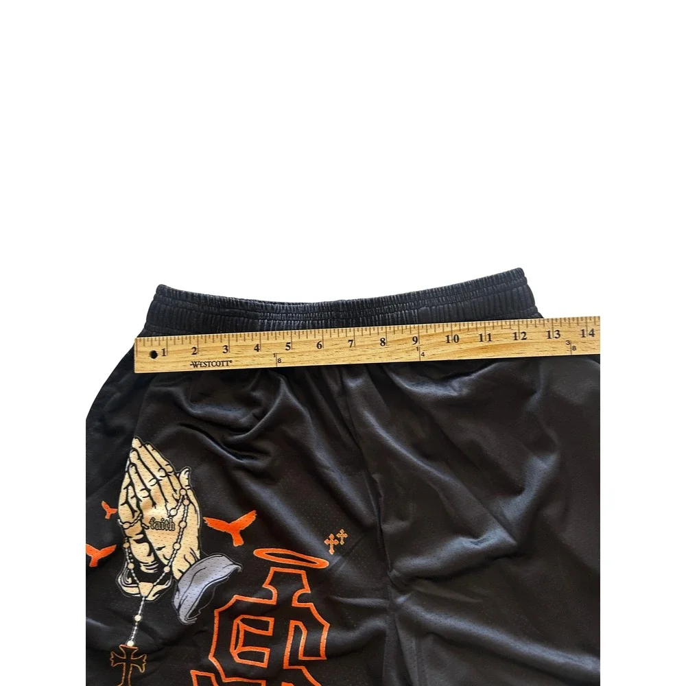 ASAP Worldwide Kids Mesh Basketball Shorts Black SF Praying Hands Graphic Small